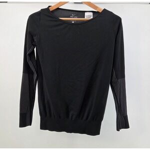Nike Dri Fit Long Sleeve Performance Top Womens Small Black Striped Activewear